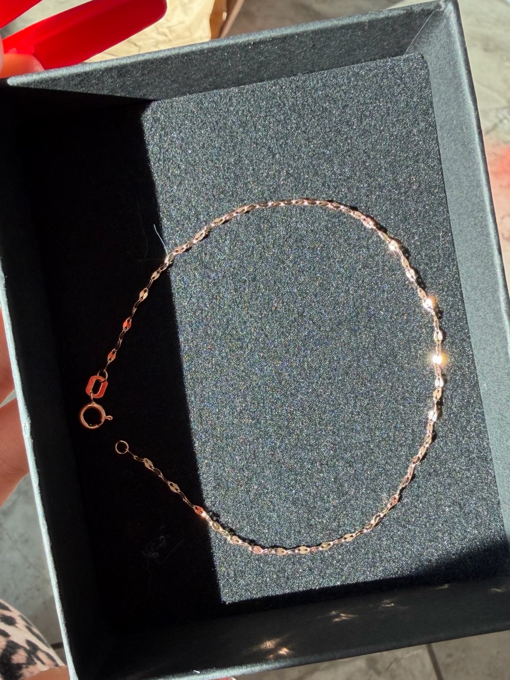 10K Solid Rose Gold Bracelet 6.5” 1.3mm Chain Mirror link